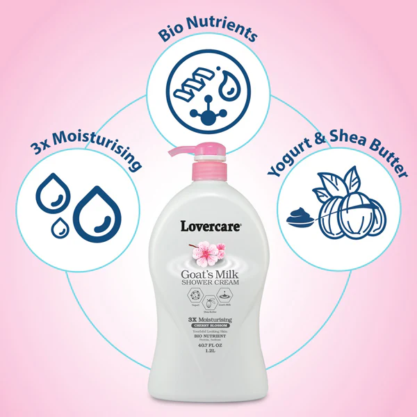 Lover's Care Goat's Milk Shower Cream Cherry Blossom 1200 mL. 40.7 oz #234US - Image 2
