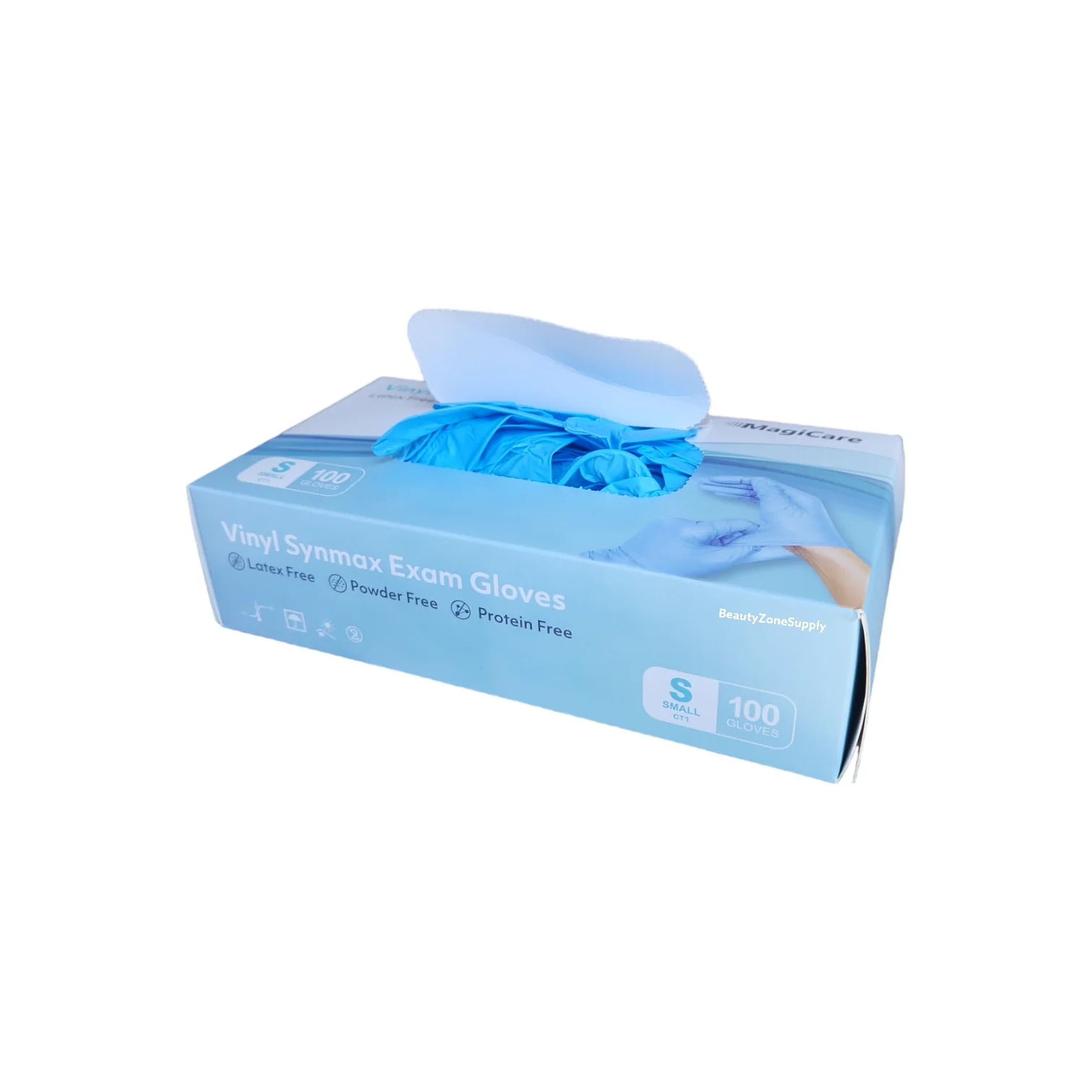 MagiCare Vinyl Synmax Blue Powder Free Gloves Case Small