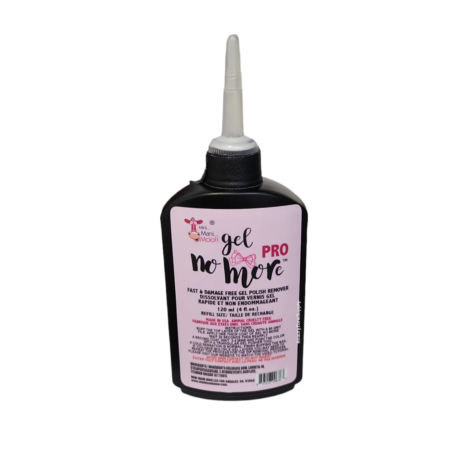 Mini Mani Moo Gel No More Gel polish Remover Refill 4 oz - made in USA