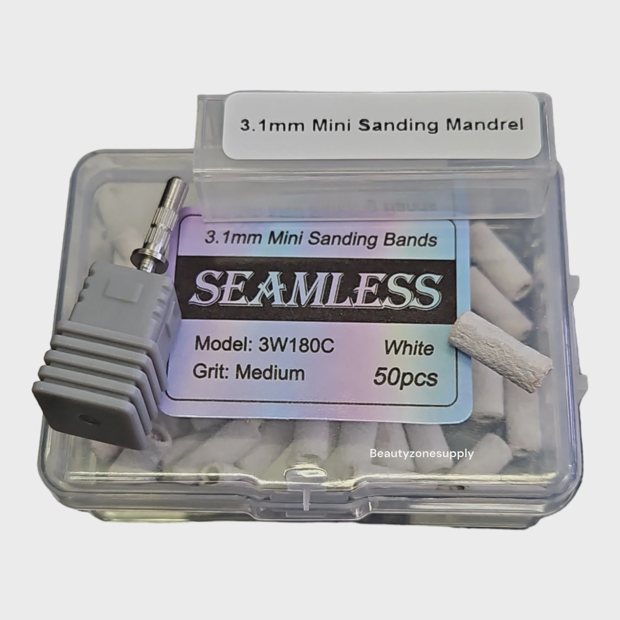 Seamless Mini Sanding Banding 50 pcs White And Mandrel Bit 3.1mm