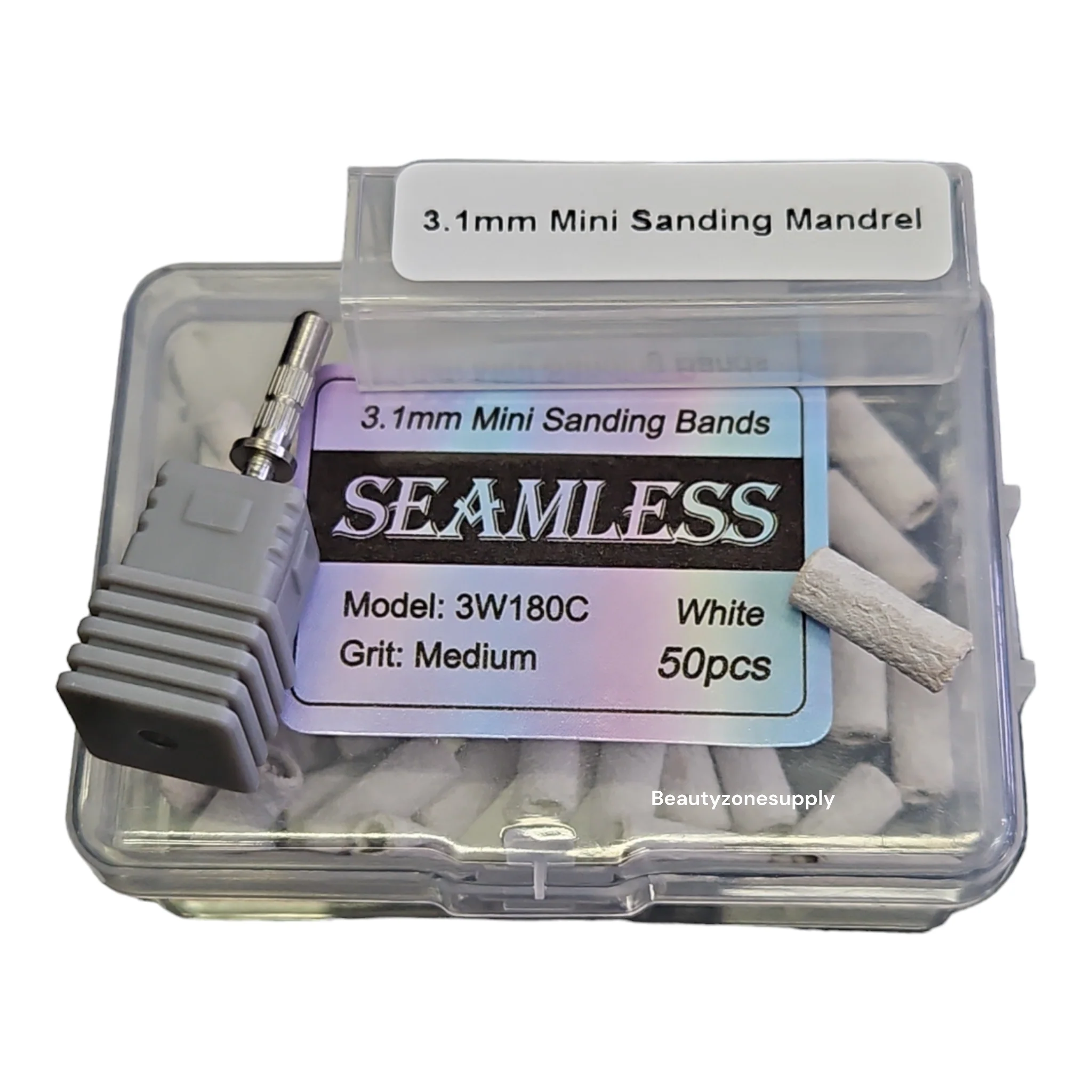 Seamless Mini Sanding Banding 50 pcs White And Mandrel Bit 3.1mm - Image 2