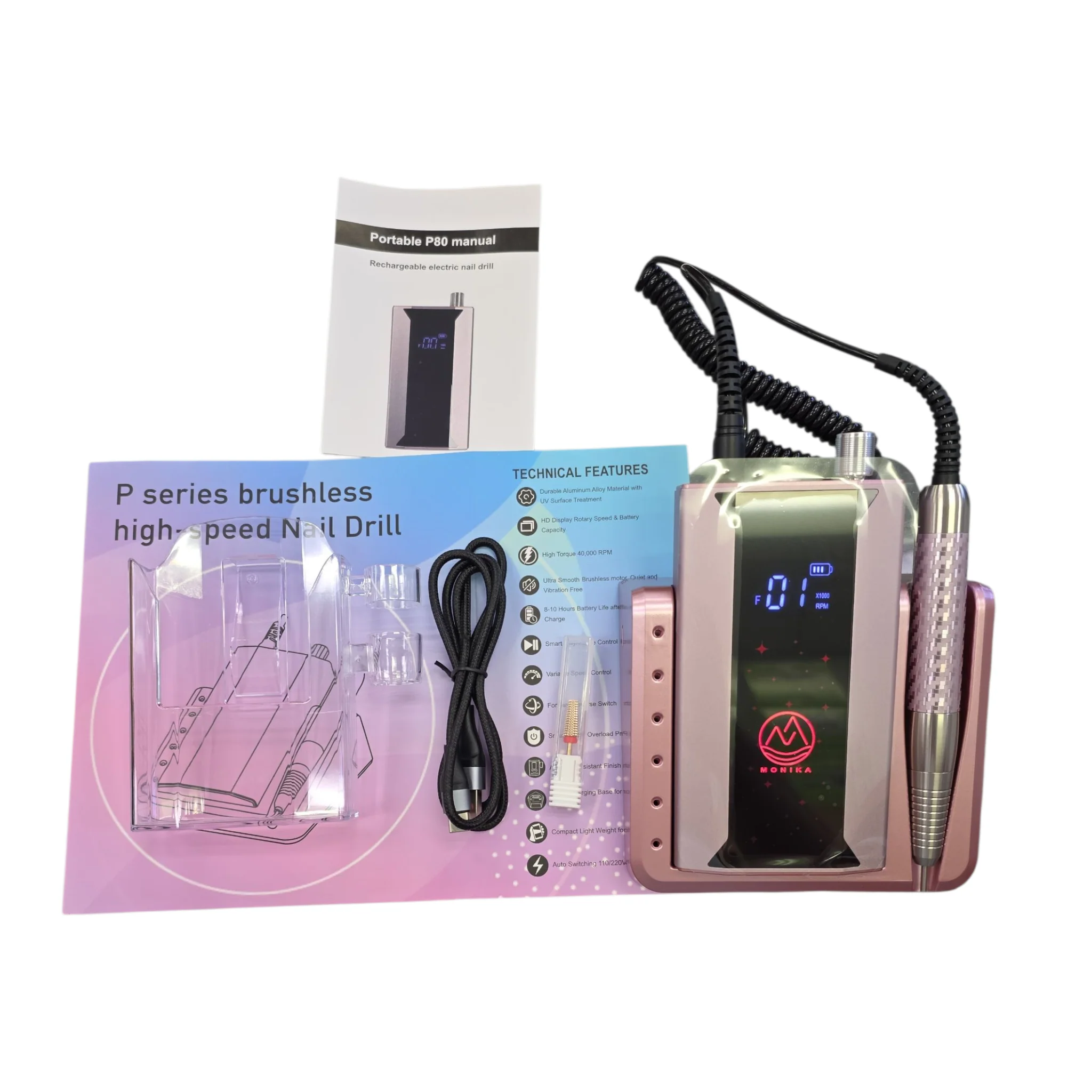 Monika Cordless Nail Drill File Brushless High Speed 40k RPM - Image 16