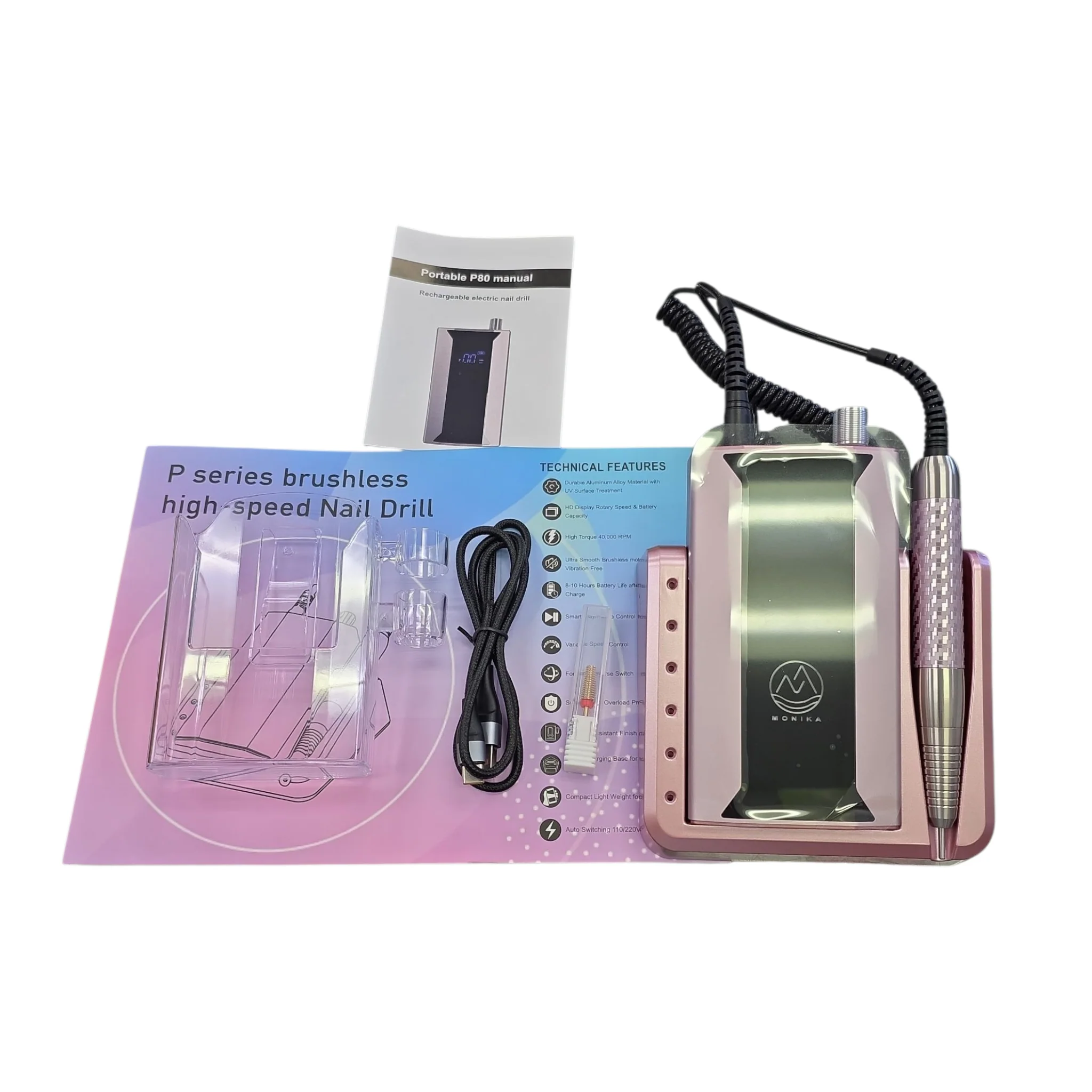 Monika Cordless Nail Drill File Brushless High Speed 40k RPM - Image 8