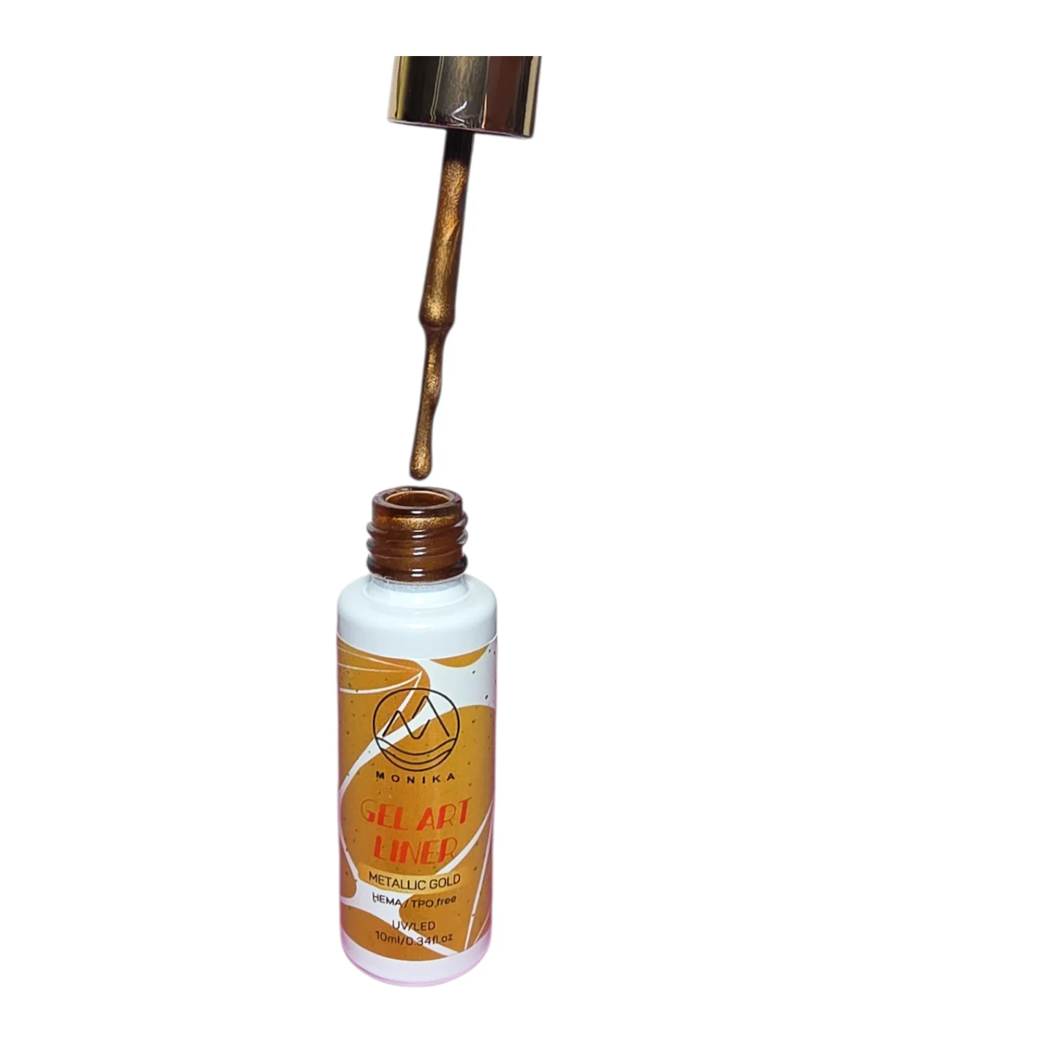 Monika Gel Metal Liner Gel Art Gel Golden 2 uv led 0.4 fl oz - Image 4