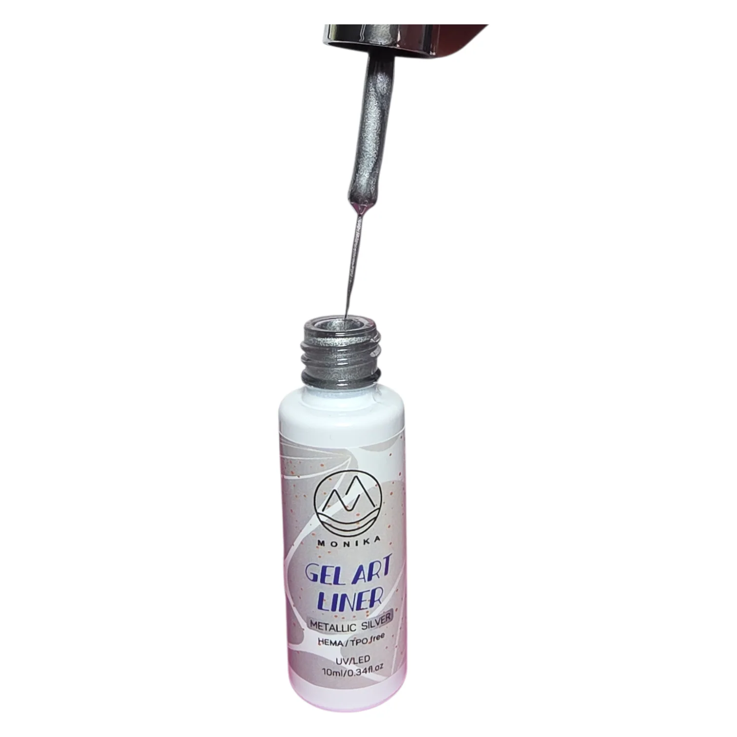 Monika Gel Metal Liner Gel Art Gel Silver uv led 0.4 fl oz - Image 4