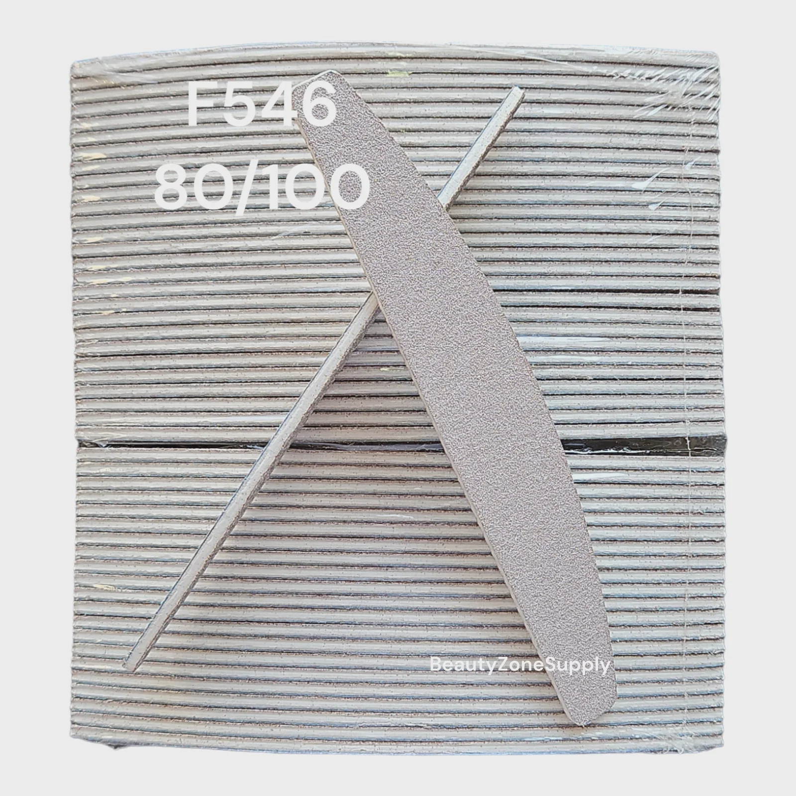 Nail File Zebra Grit 80/100 Half Moon 50 pcs #F546