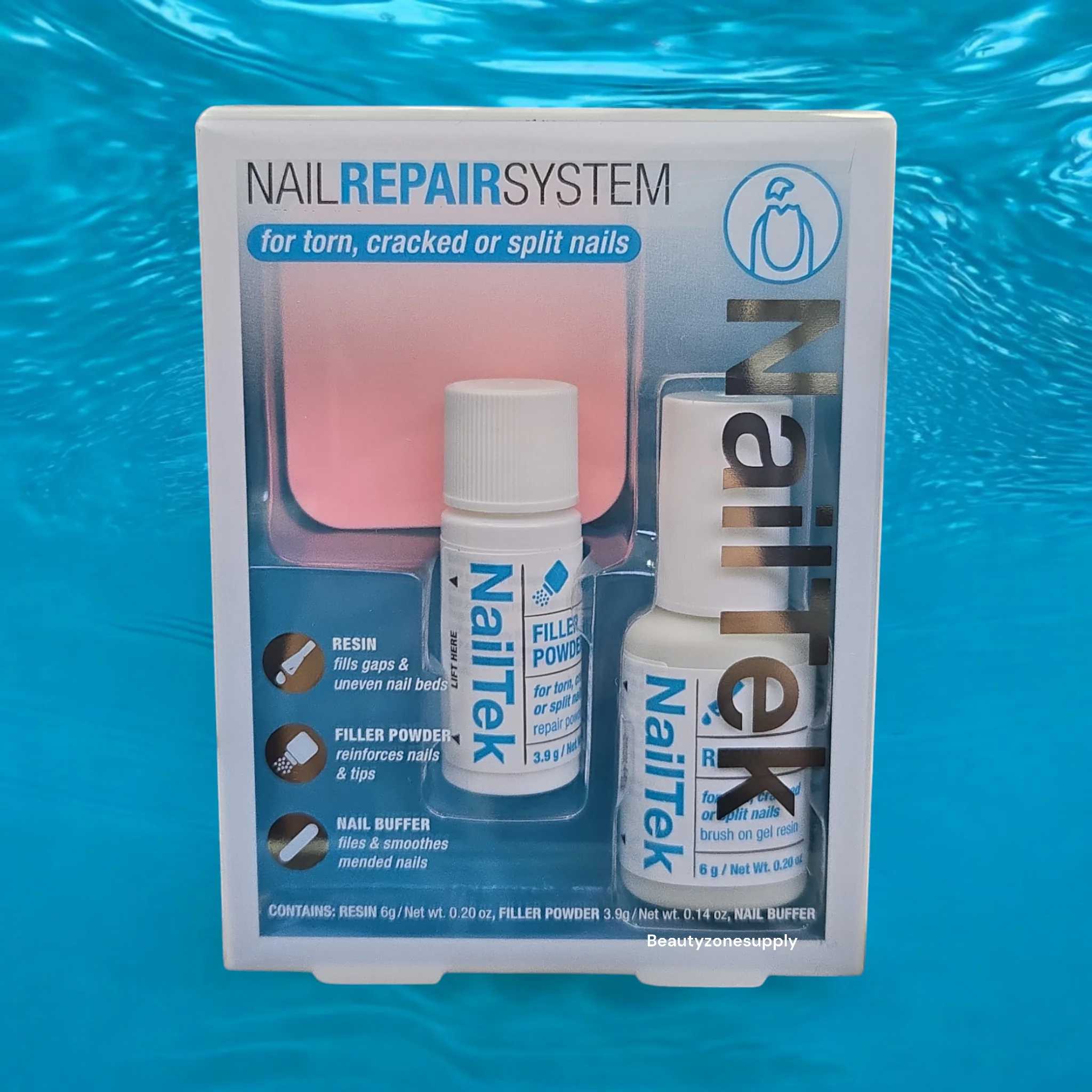 Nail Tek Nail Repair Kit- For Broken Nails- Resin, Filler Power, Mini  Buffing File #37810 - Image 3