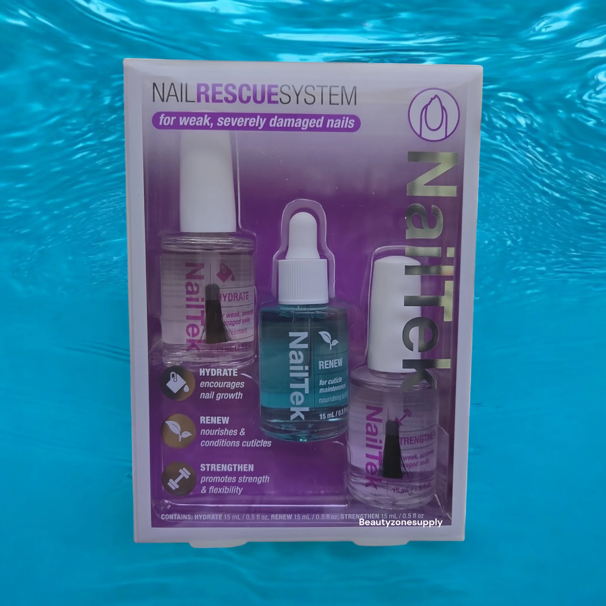 Nail Tek Nail Rescue Kit - For Weak, Damaged Nail- Formula 4 Hydrate, Strengthen, Renew-Cuticle Oil #37809 - Image 3