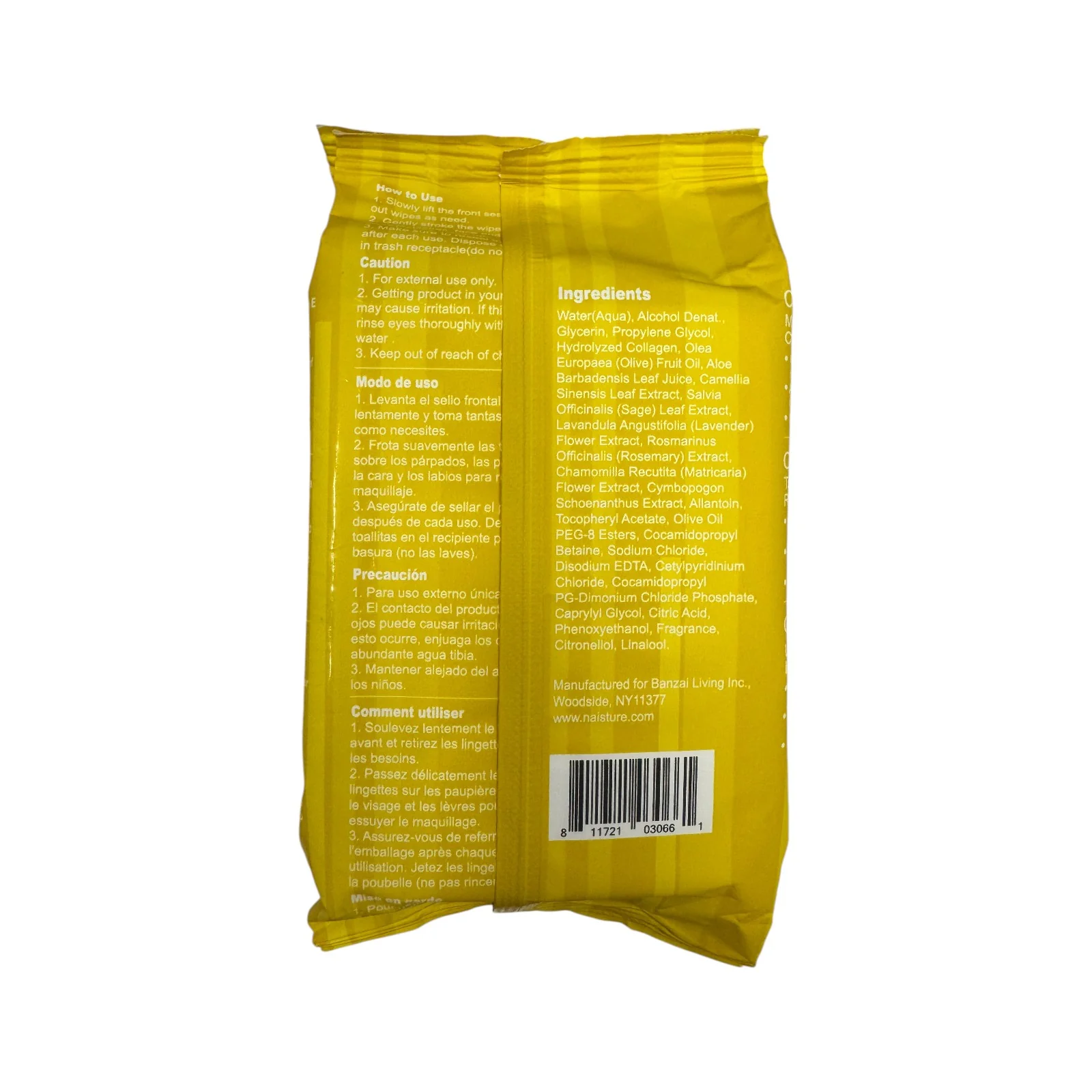Naisture Facial Cleansing & Make-up Remover Collagen with Olive Oil & Vitamin E 30 Wipes - Image 2