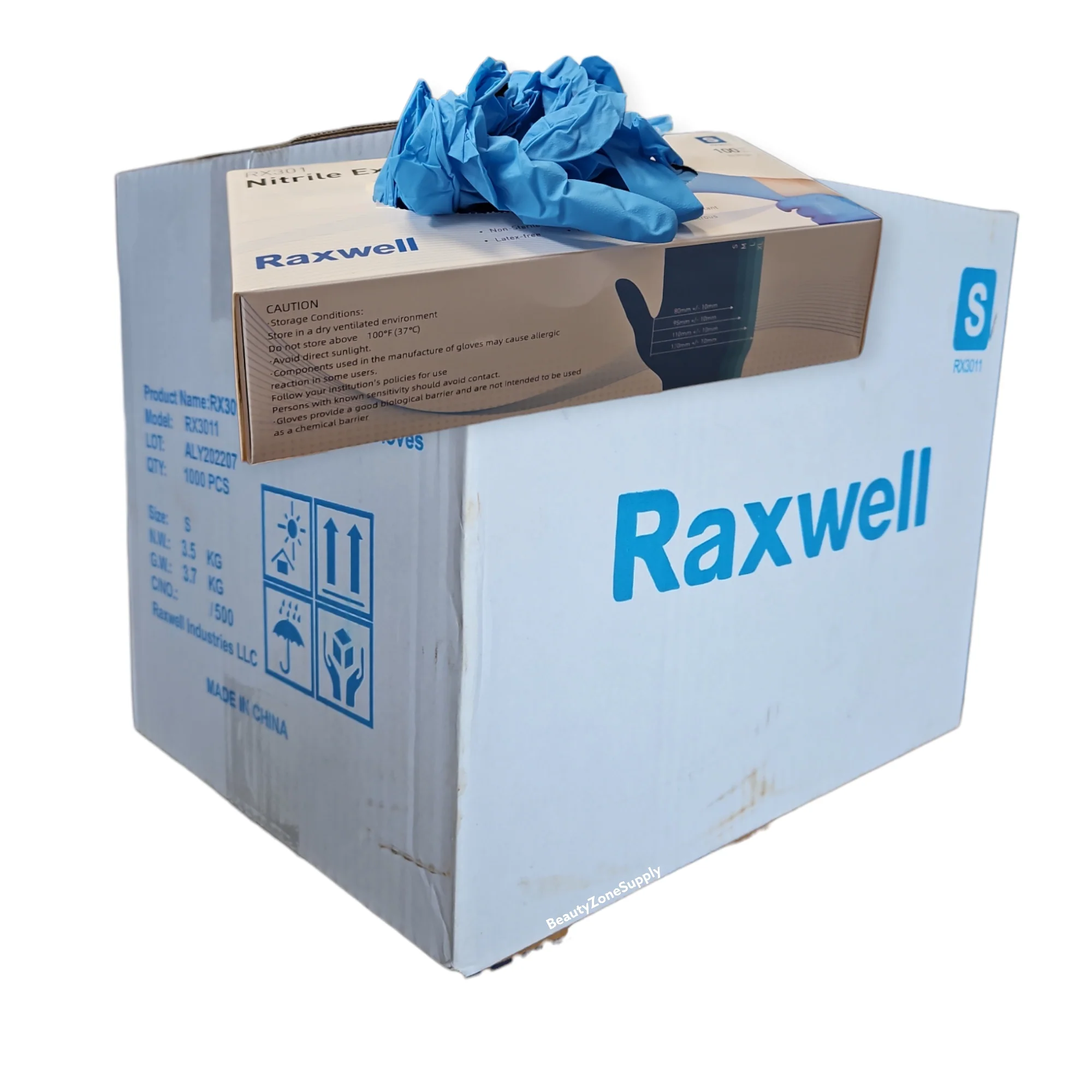 Raxwell Nitrile Examination Gloves Blue Case 10 Box - Image 3