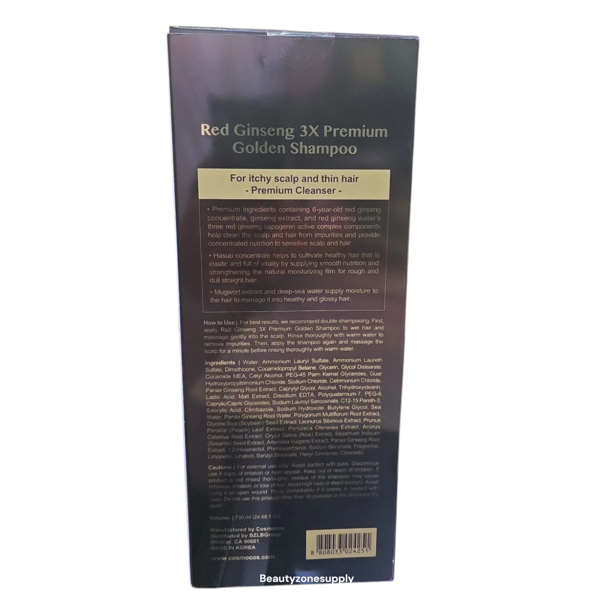 Red Ginseng 3X Premium Golden Shampoo 730ml - Image 3