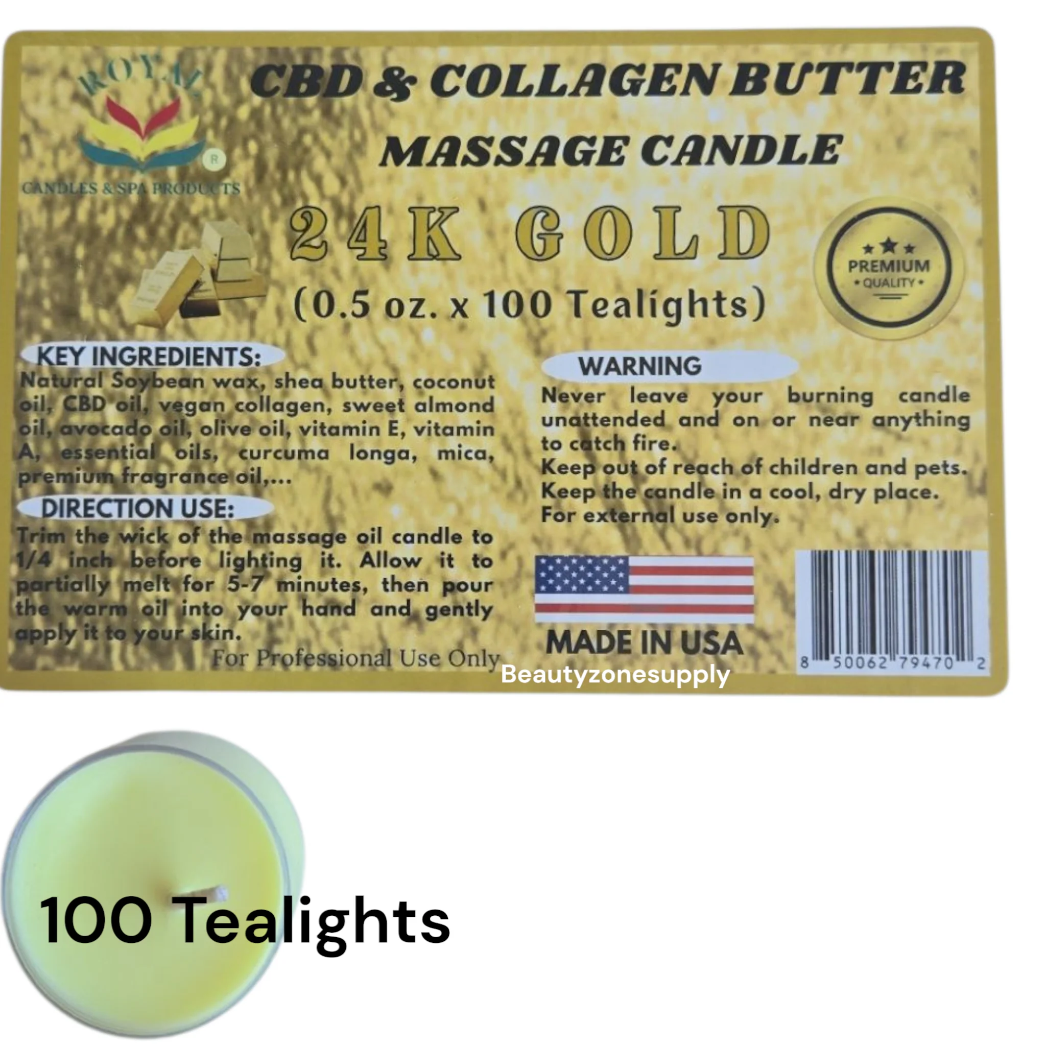 Royal Massage oil Lotion Candle 0.5 oz Case 100 pcs - Image 2