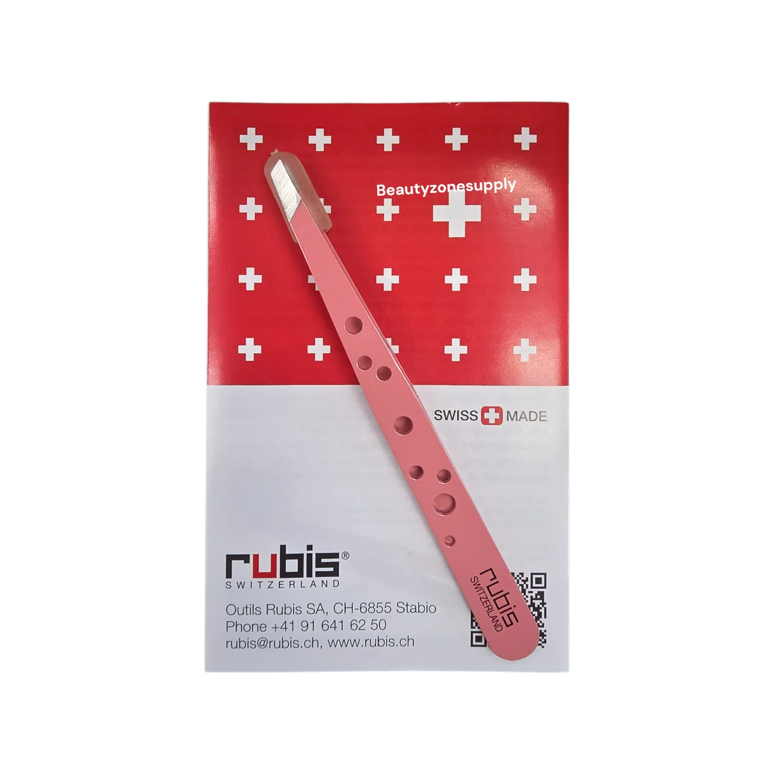 Rubis Switzerland Swiss Elegance Tweezers Pink Swiss Slanted Tip 3-3/4" #18608 - Image 2