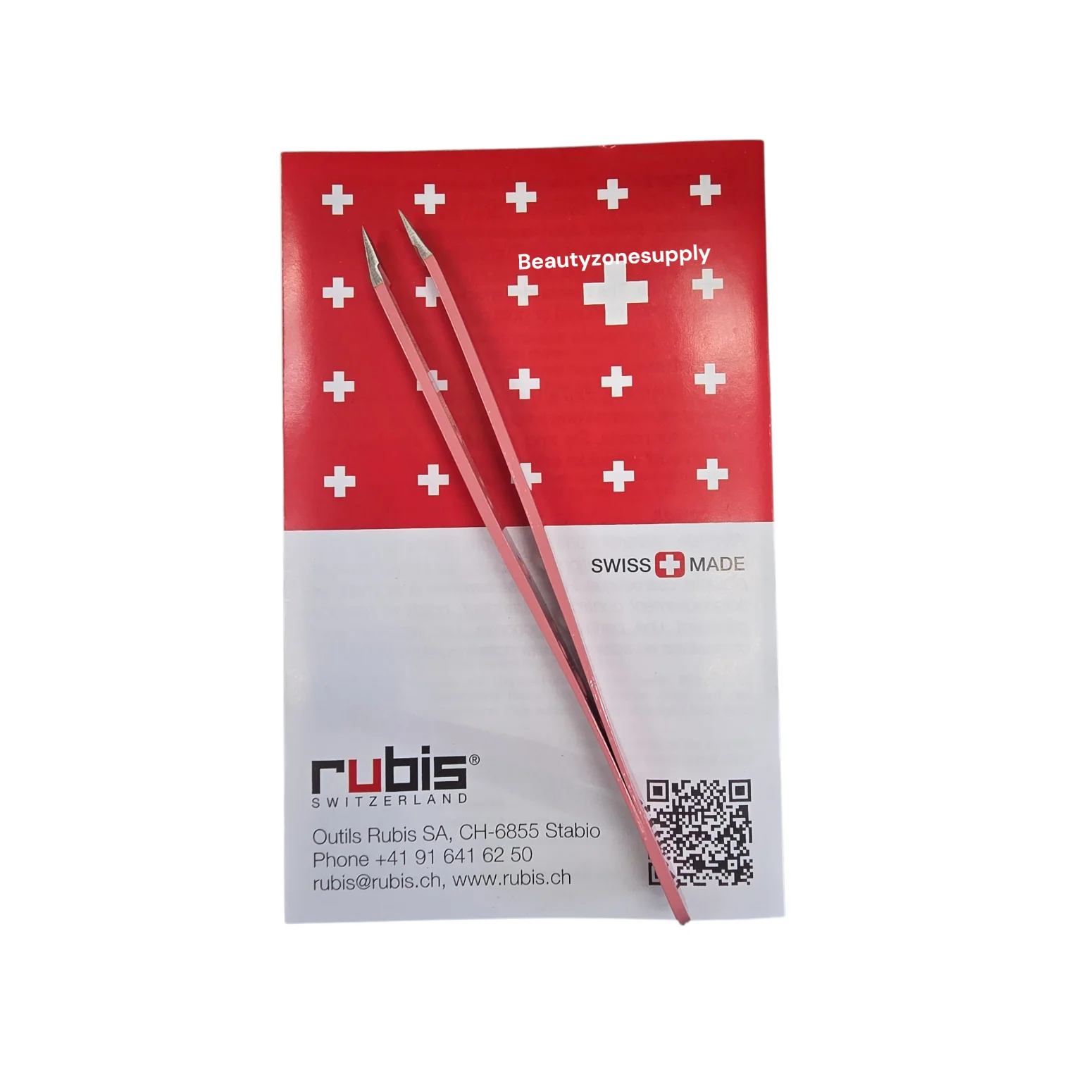 Rubis Switzerland Swiss Elegance Tweezers Pink Swiss Slanted Tip 3-3/4" #18608 - Image 3