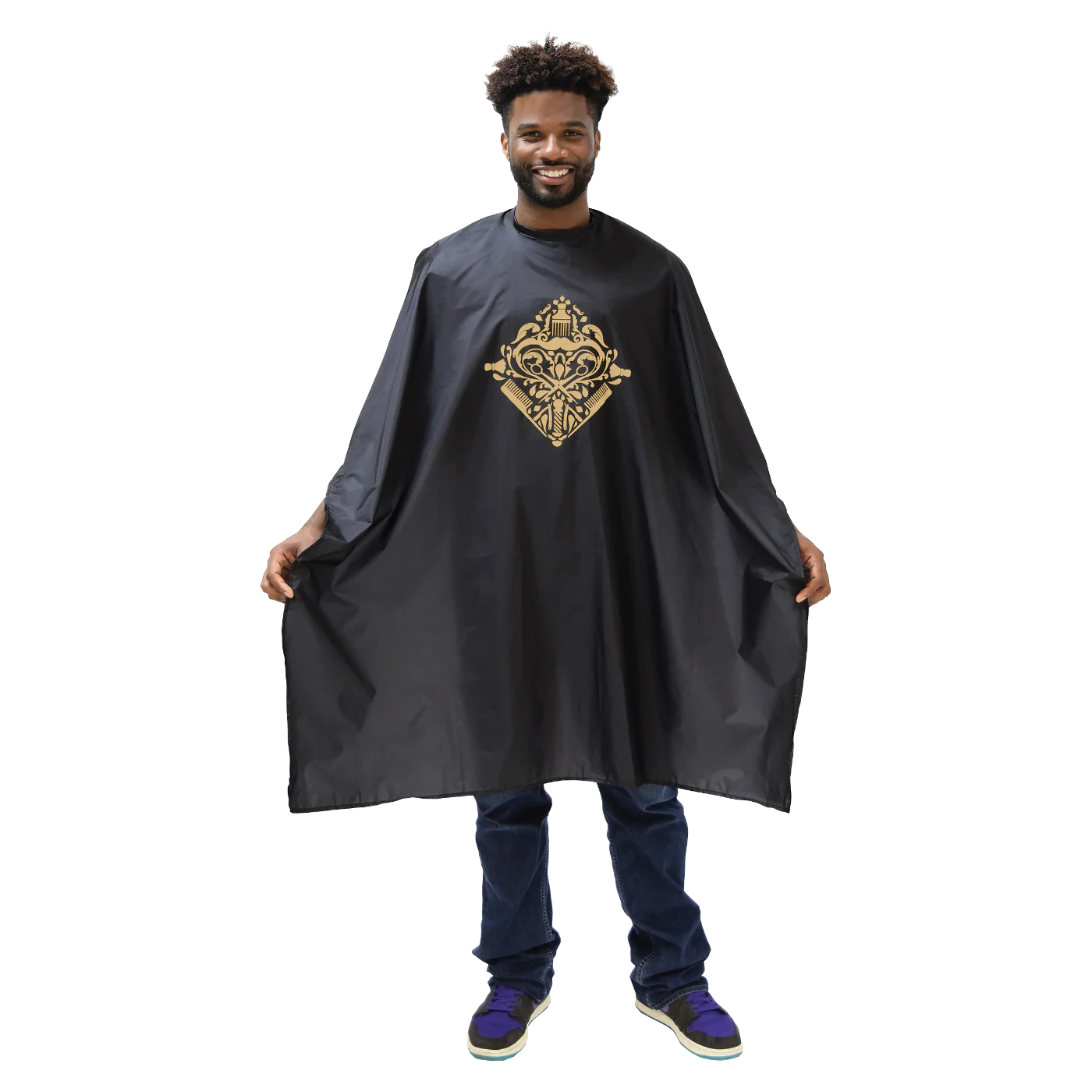 Scalpmaster Barber Cape with Metallic Gold Design #4137