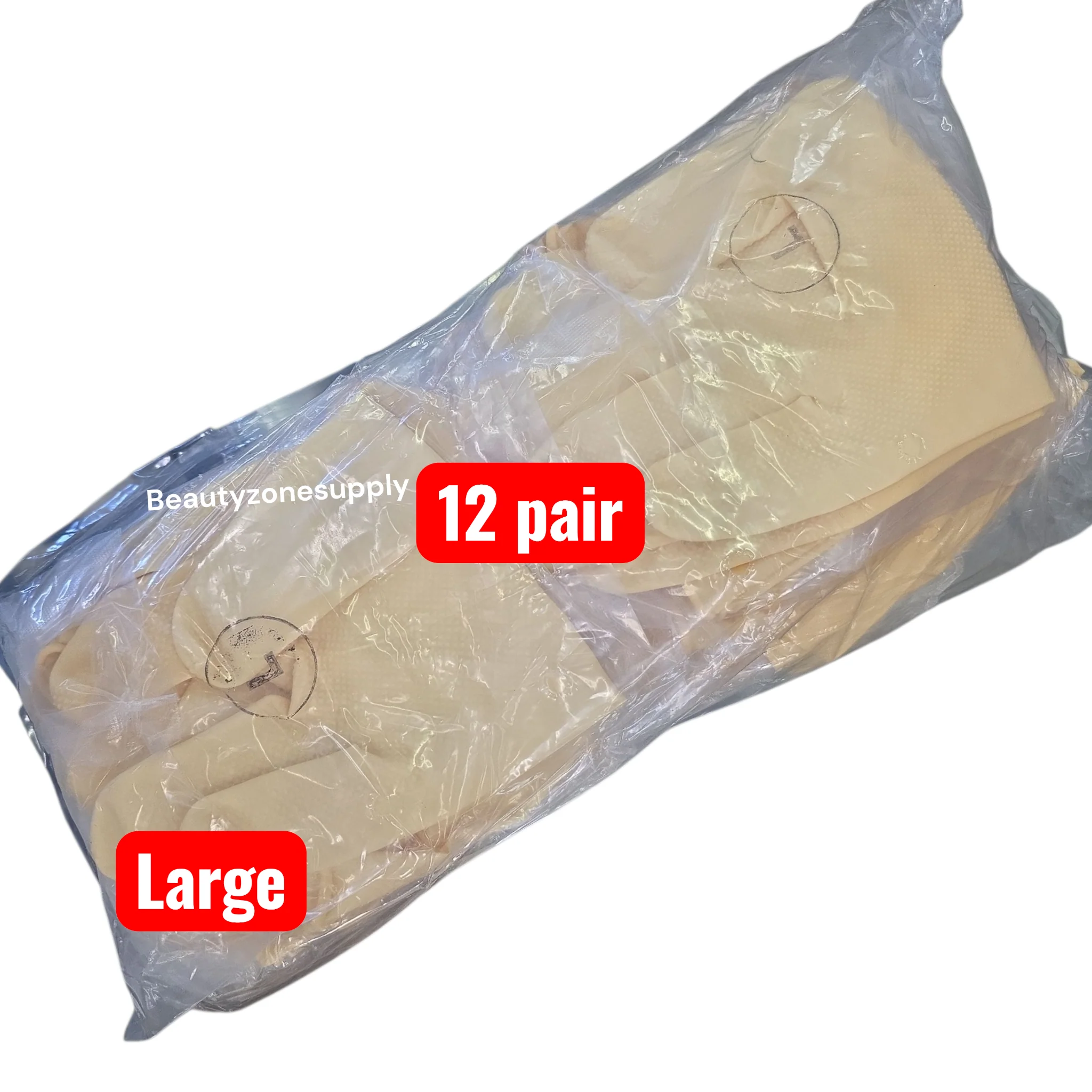 Shamrock Latex Canners Gloves Natural Color Pack 12 pairs - Image 4