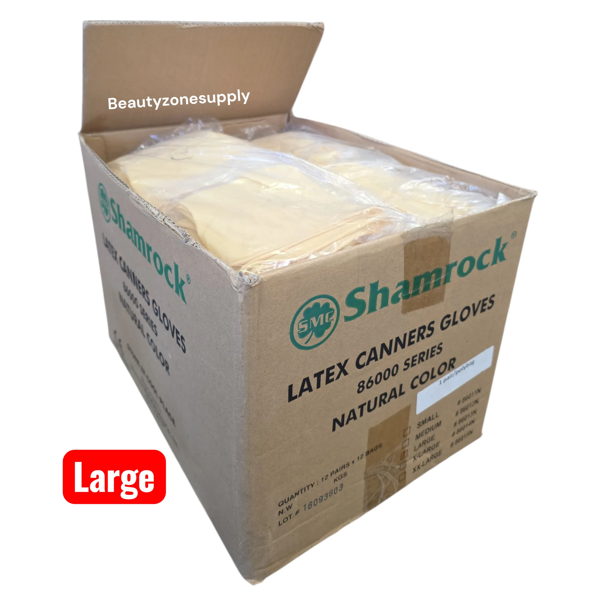 Shamrock Latex Canners Gloves Natural Color Pack 12 pairs - Image 5
