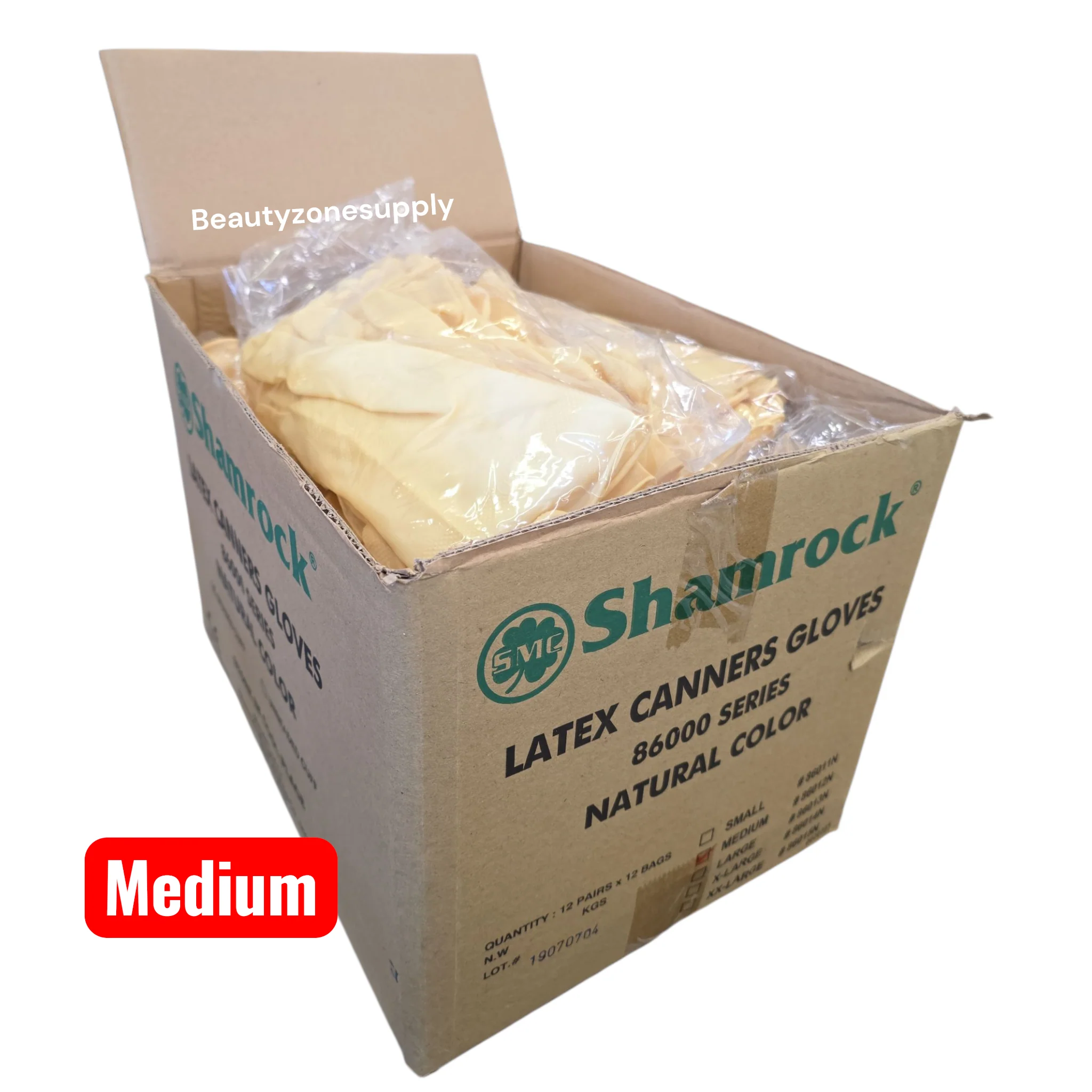 Shamrock Latex Canners Gloves Natural Color Pack 12 pairs - Image 9
