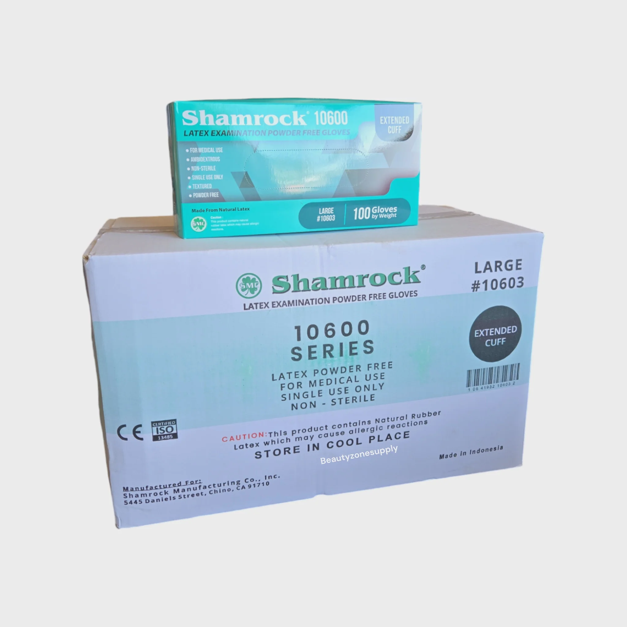 Shamrock Latex Powder Free Medical Gloves Extended Cuff