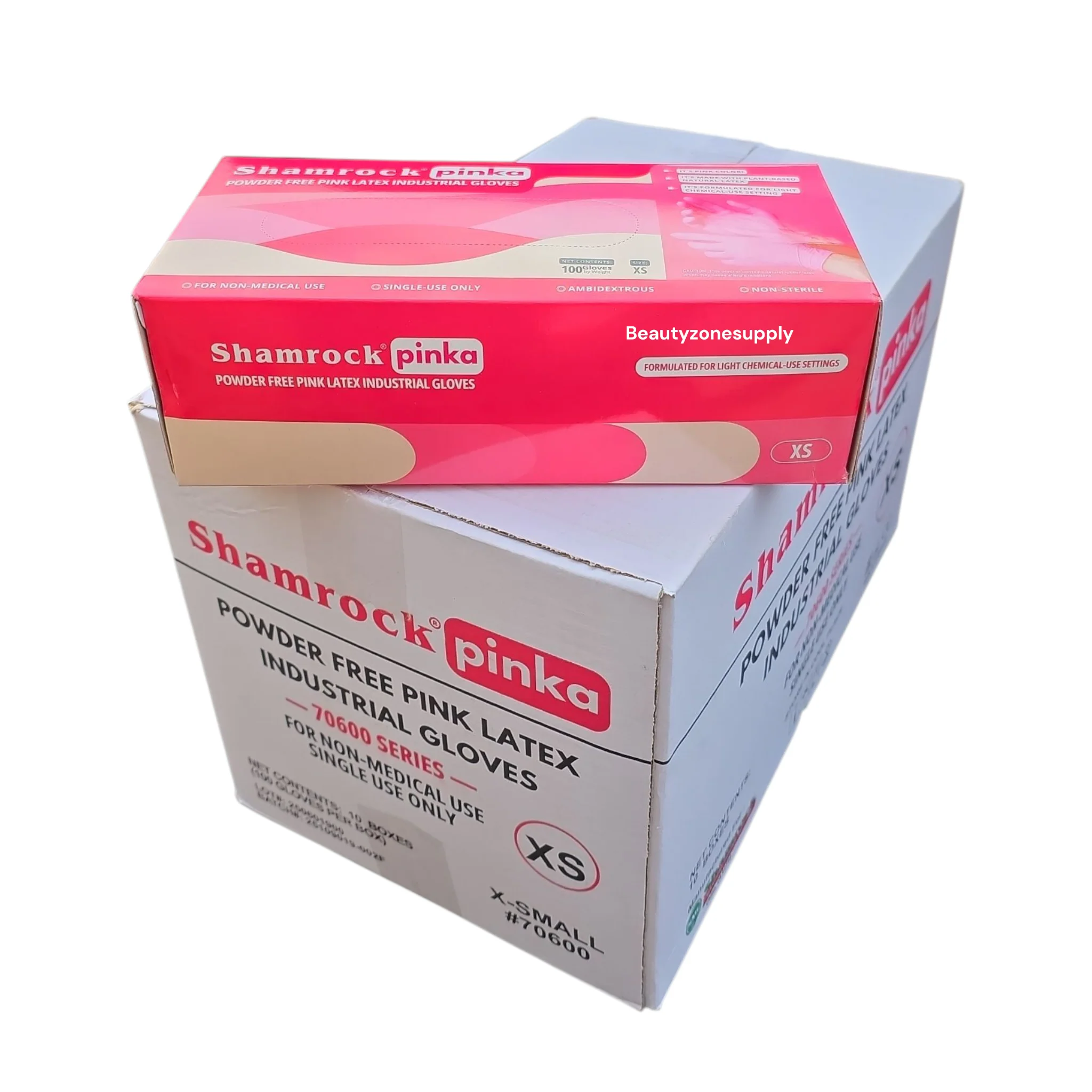 Shamrock Pinka Powder Free Latex Industrial Gloves Case 10 Box - Image 3