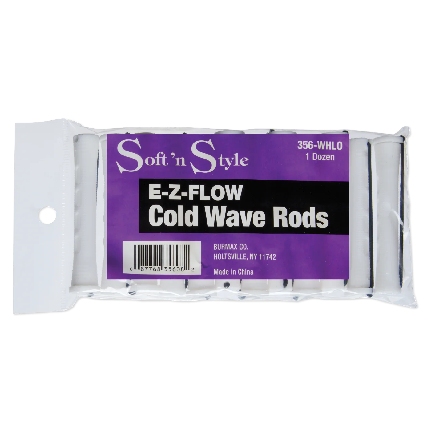 Soft ’n Style Concave Cold Wave Rods, Long White, pack of 12 #356-WHLO