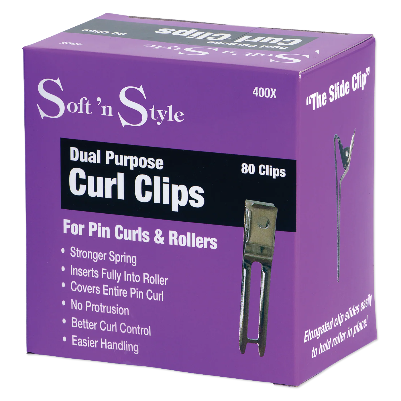 Soft ’n Style Double Prong Pin Curl Clips, box of 80 #400X