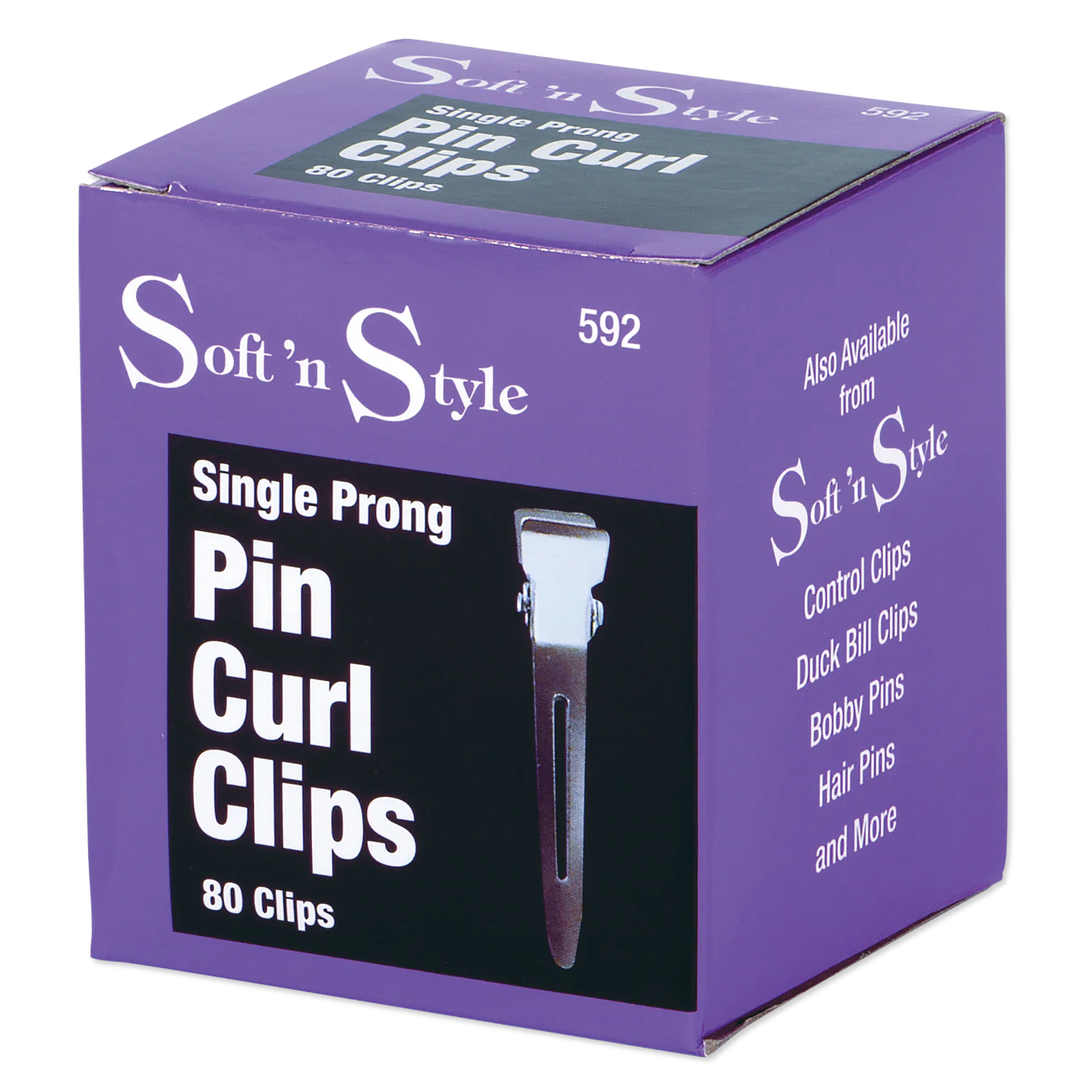 Soft ’n Style Single Prong Pin Curl Clips - box of 80 #592