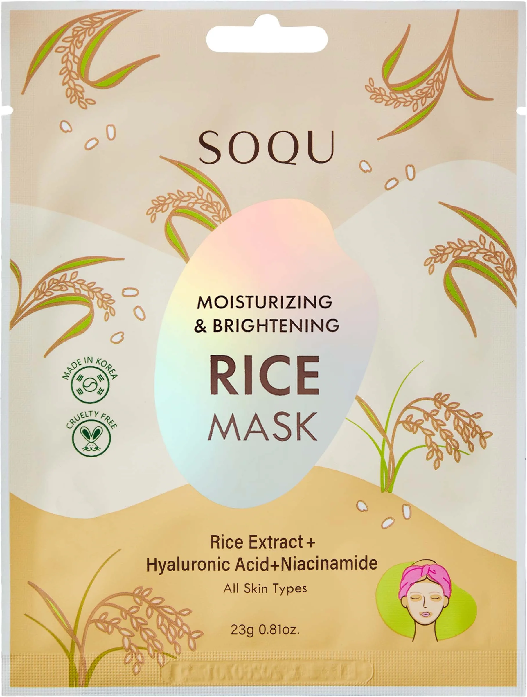 SOQU Sheet mask Moisturizing & Brightening Rice 10 pack Sheet masks - Image 2
