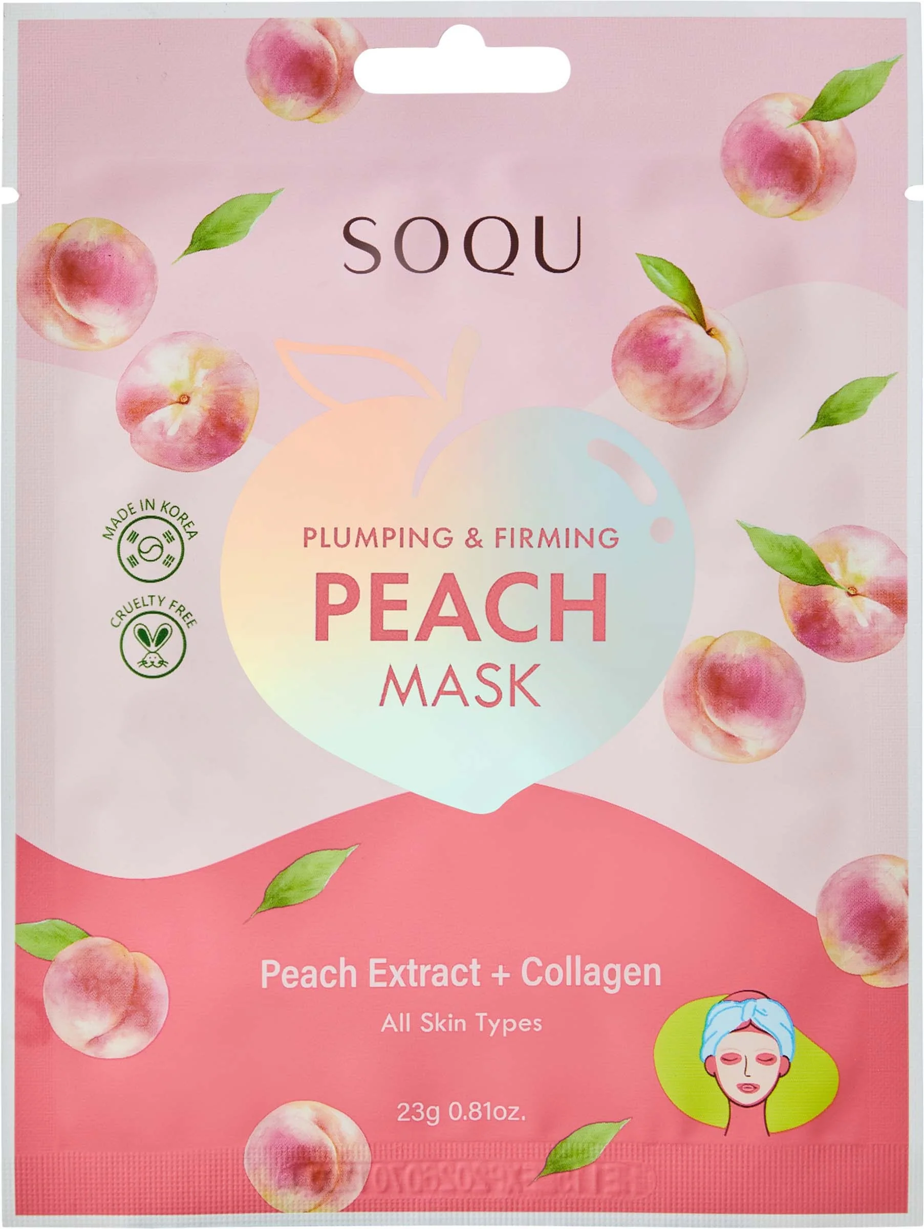 SOQU Sheet mask Pluming & Firming Peach 23g 0.81oz