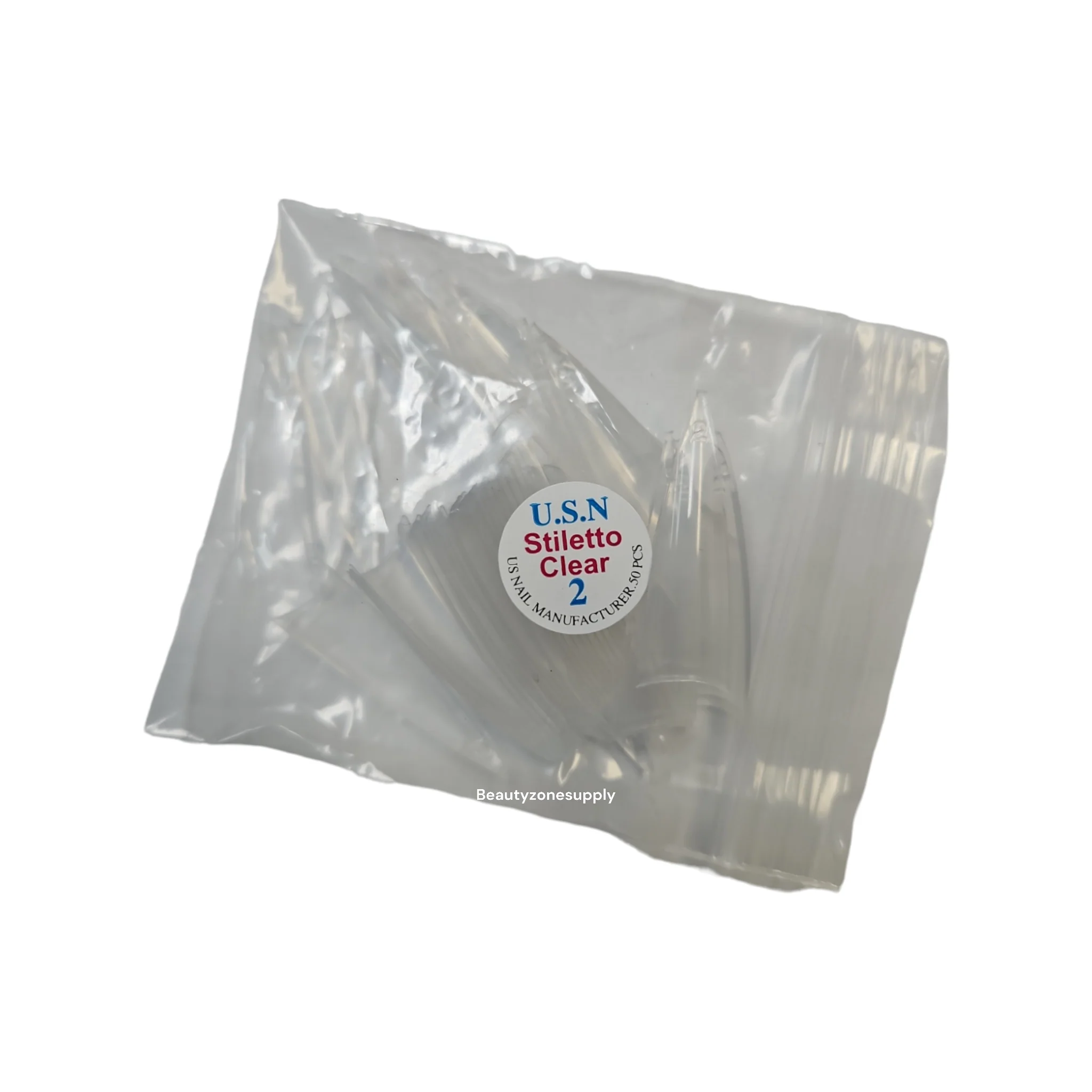 USN Stiletto Clear Nail Tips Refill – 50 Piece Bag - Image 10