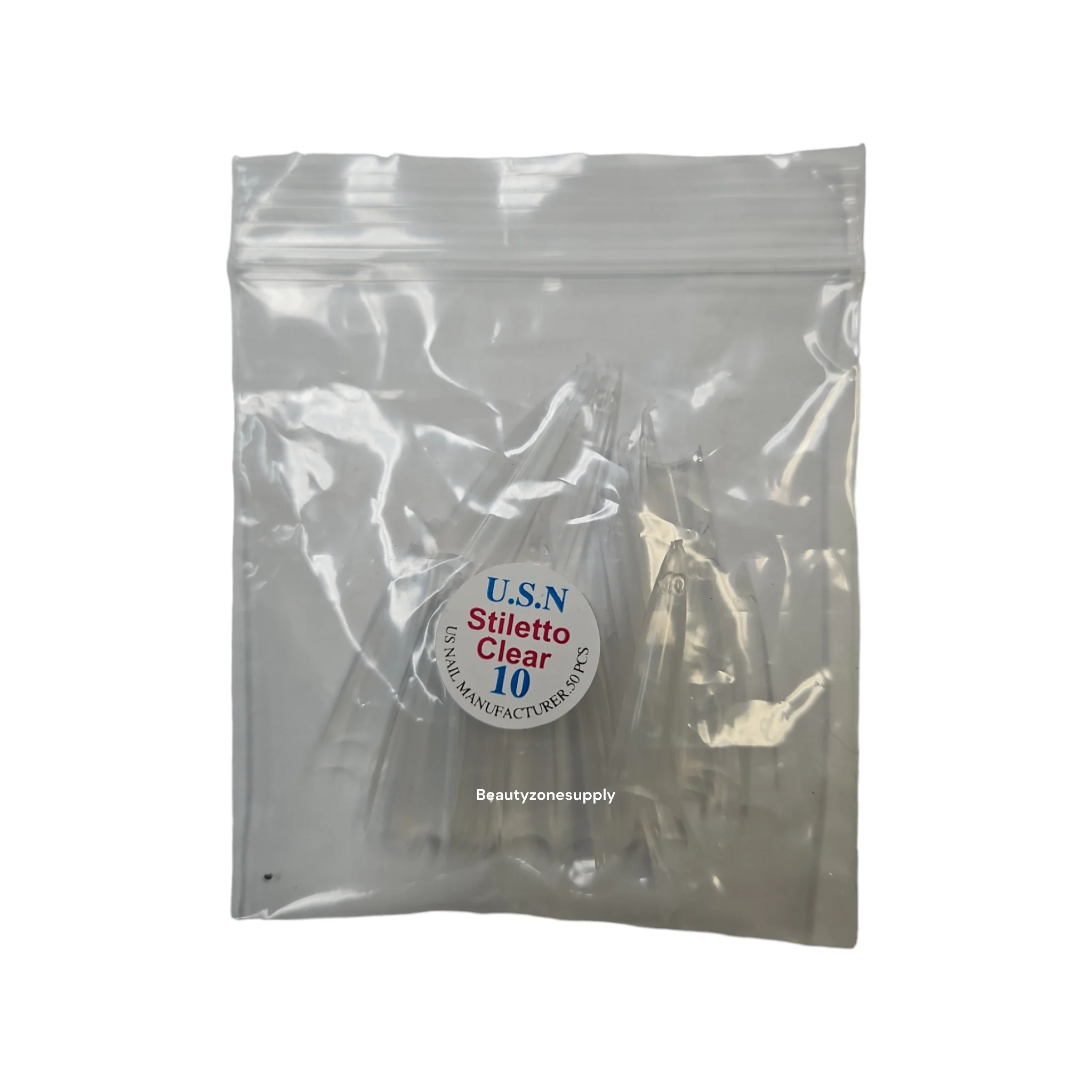 USN Stiletto Clear Nail Tips Refill – 50 Piece Bag - Image 2