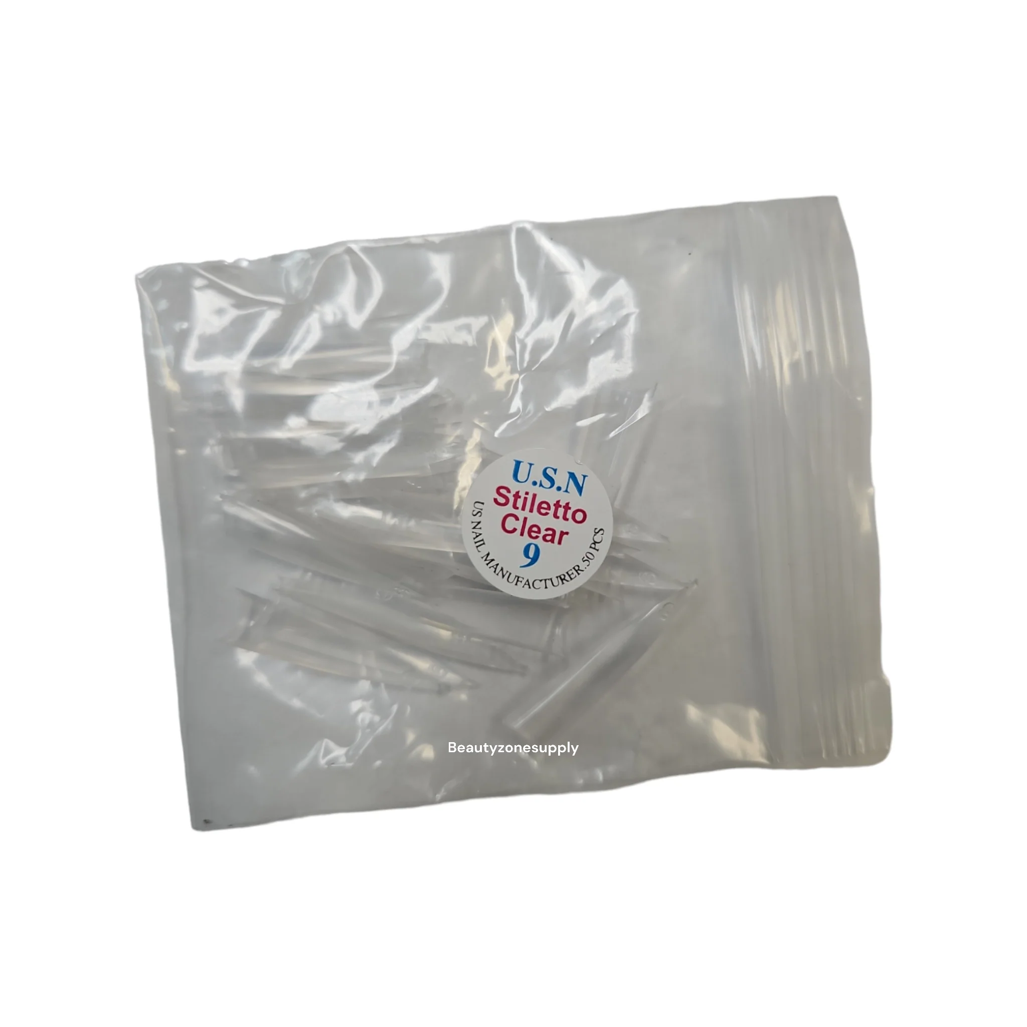 USN Stiletto Clear Nail Tips Refill – 50 Piece Bag - Image 3