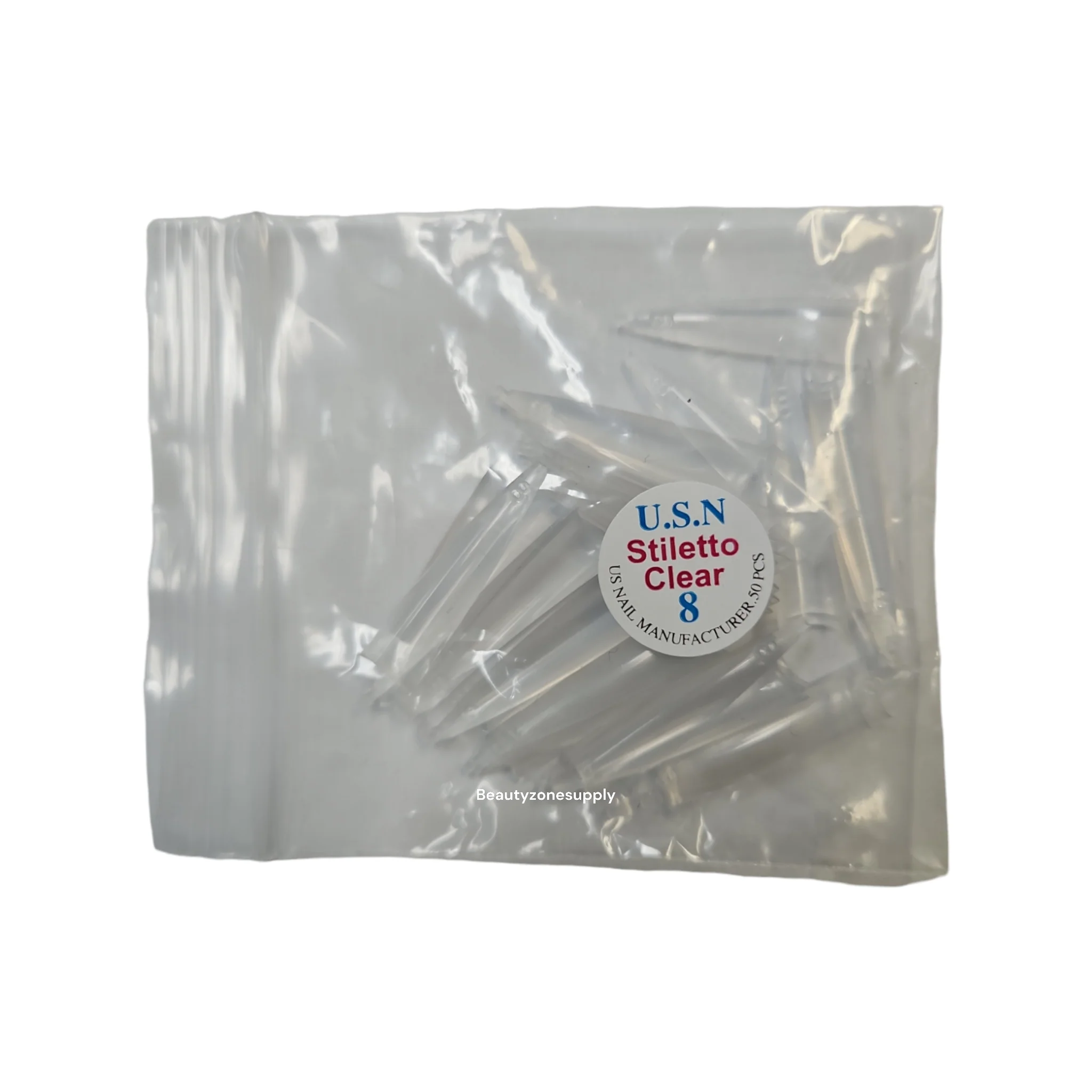 USN Stiletto Clear Nail Tips Refill – 50 Piece Bag - Image 4