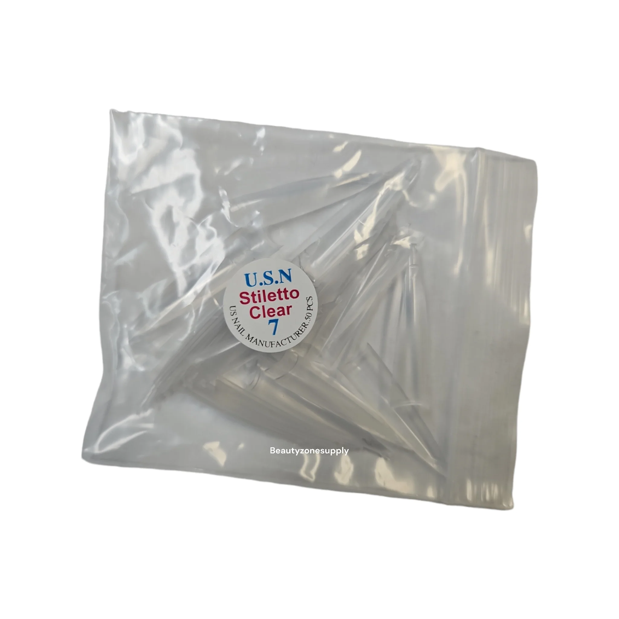 USN Stiletto Clear Nail Tips Refill – 50 Piece Bag - Image 5