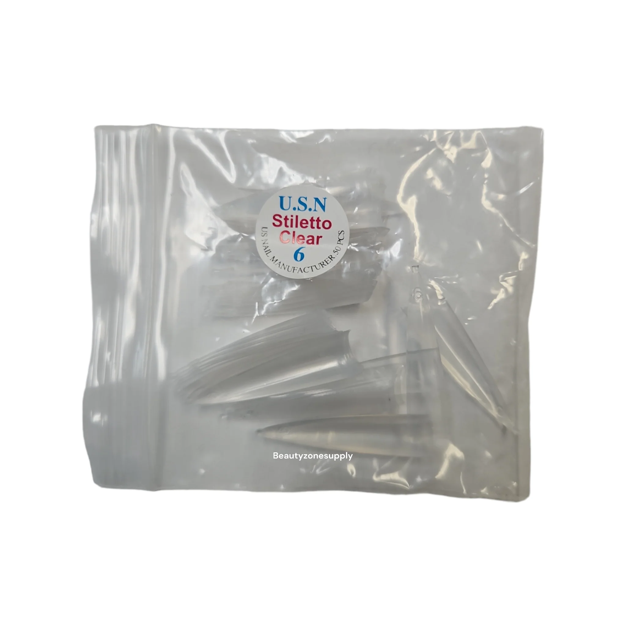 USN Stiletto Clear Nail Tips Refill – 50 Piece Bag - Image 6