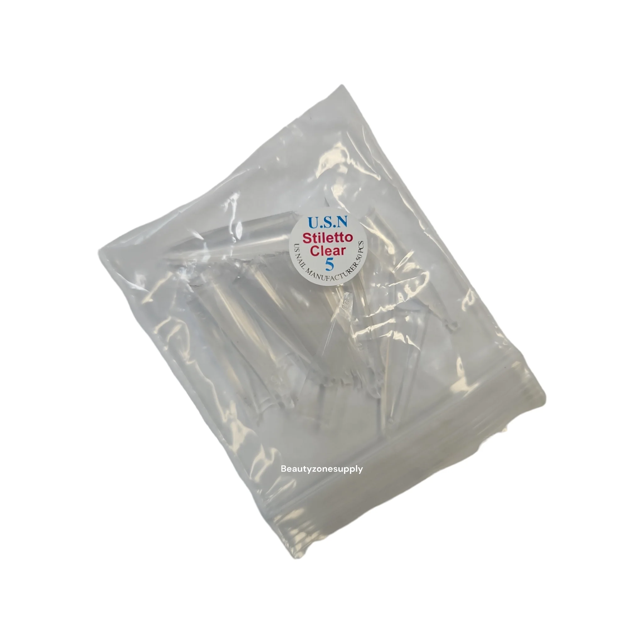 USN Stiletto Clear Nail Tips Refill – 50 Piece Bag - Image 7