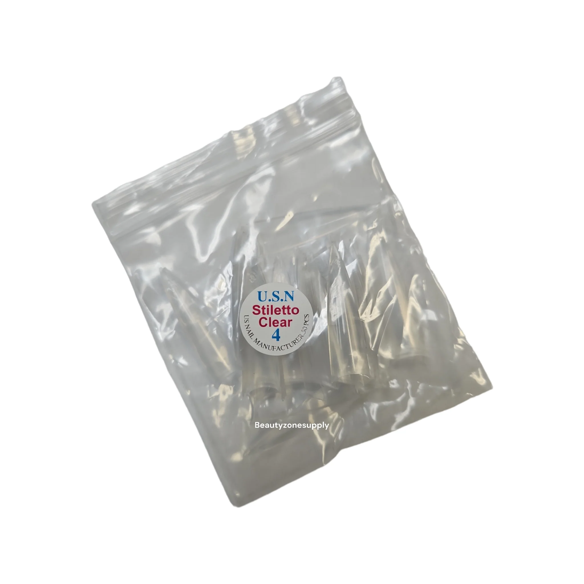 USN Stiletto Clear Nail Tips Refill – 50 Piece Bag - Image 8