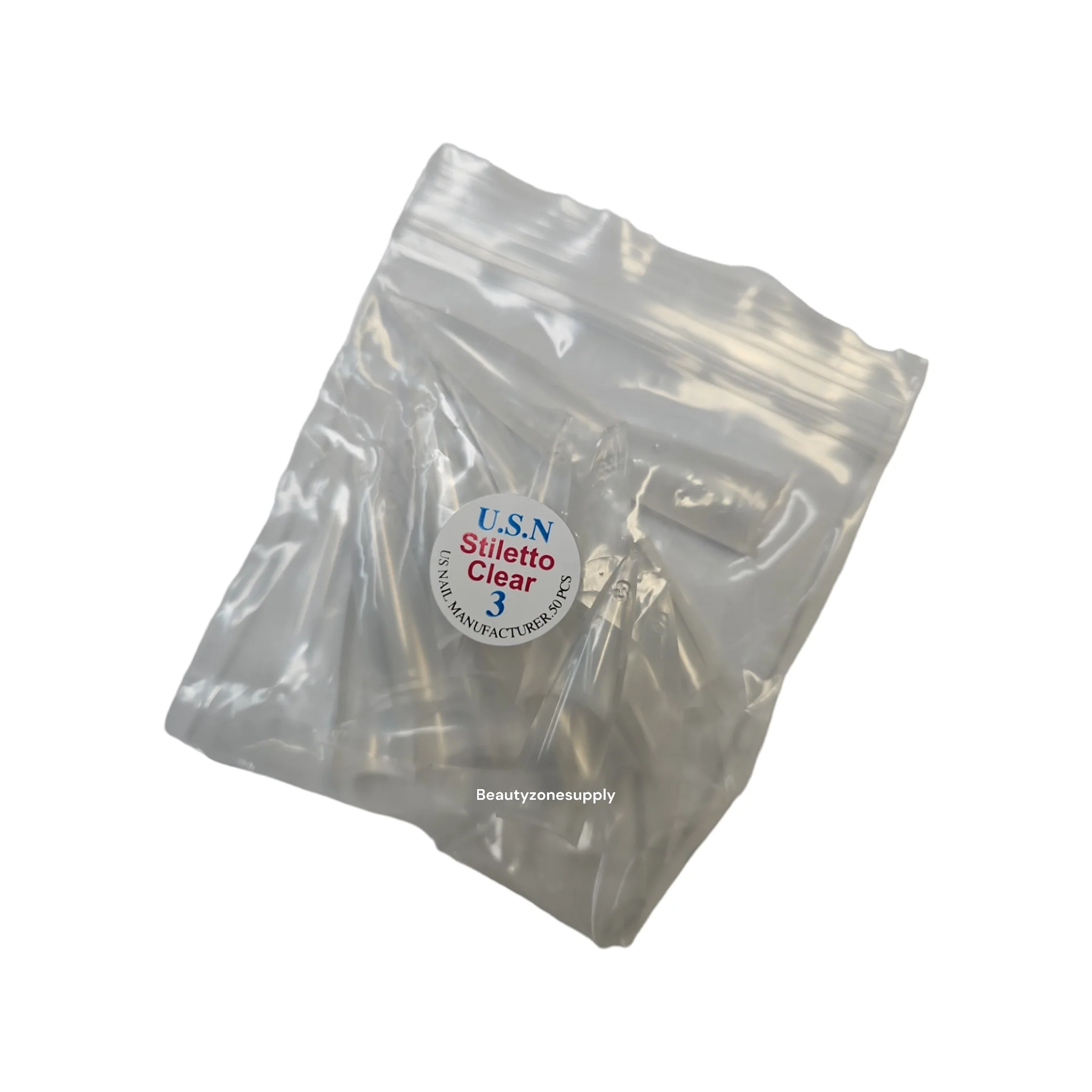 USN Stiletto Clear Nail Tips Refill – 50 Piece Bag - Image 9