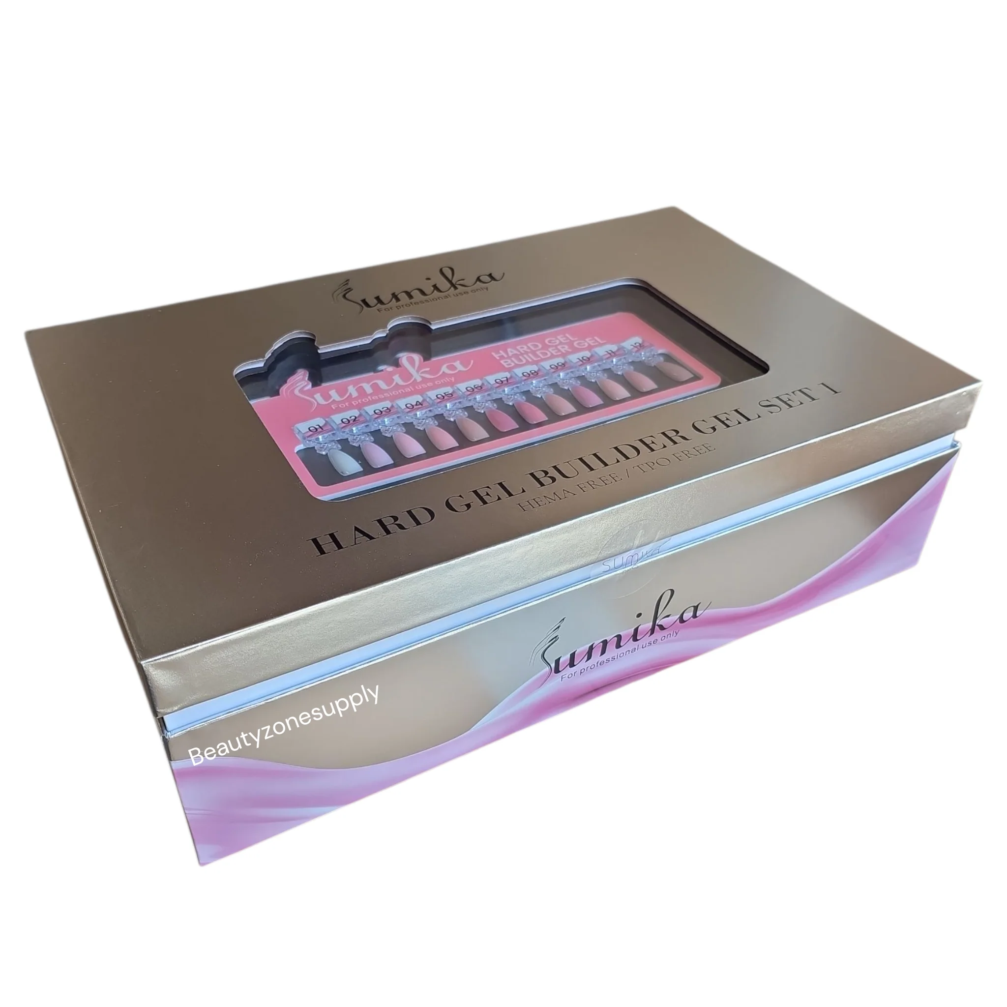 Sumika HEMA & TPO Free Builder Gel in Jar Set 01 12 Color Free Clear & Gel Brush - Image 2