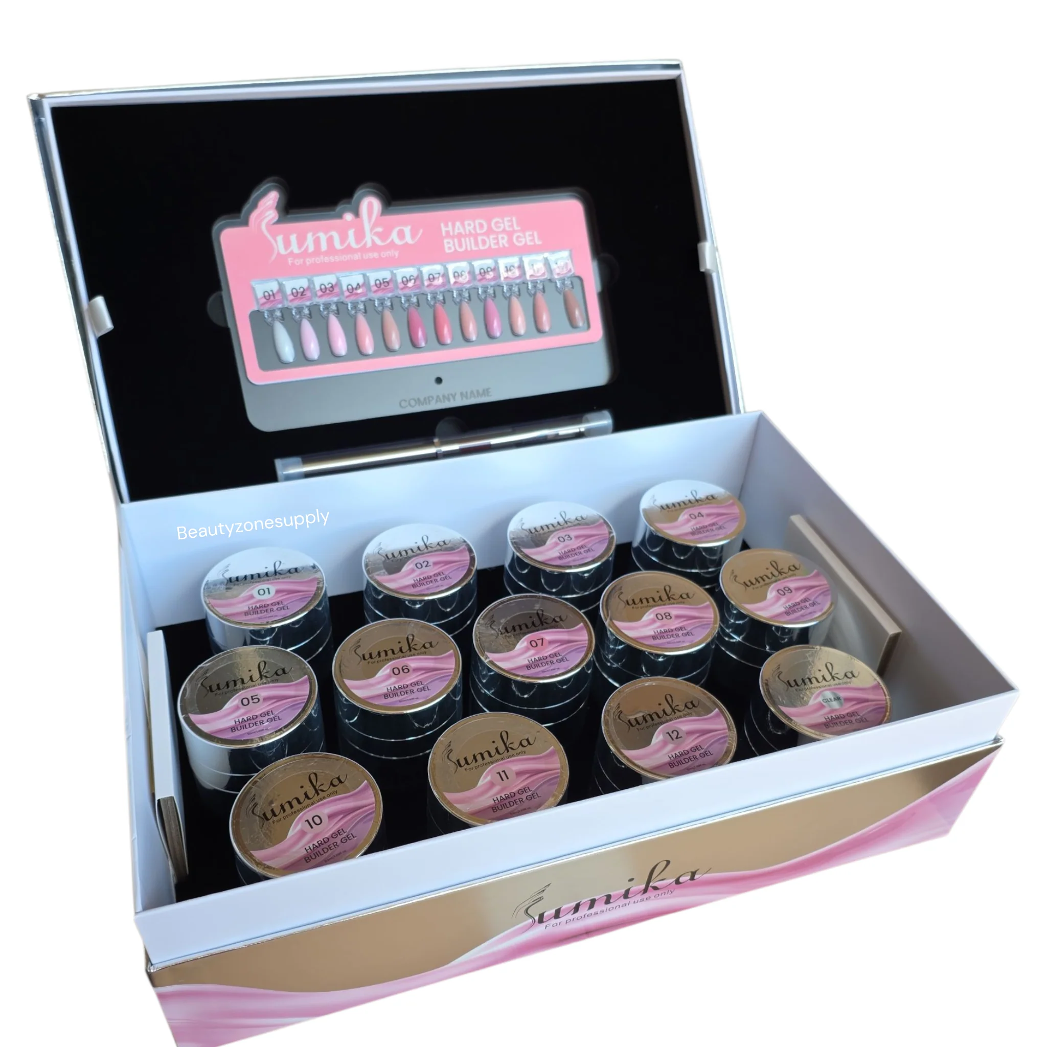 Sumika HEMA & TPO Free Builder Gel in Jar Set 01 12 Color Free Clear & Gel Brush - Image 3