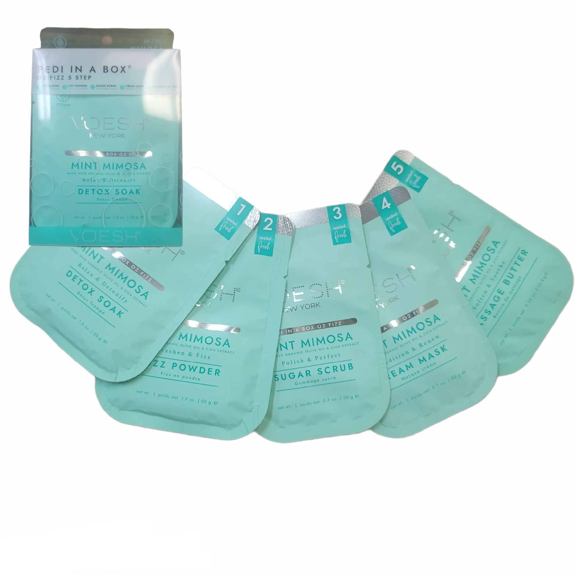 VOESH 5 in 1 HQ O2 Fizz Pedi Mint Mimosa Case 50 pack - Image 3